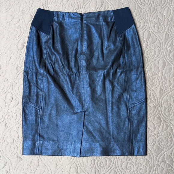 Carlisle Metallic Blue Leather Skirt - Picture 2 of 4